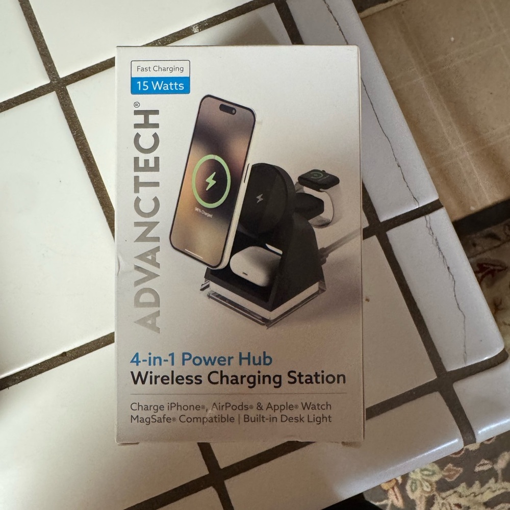 Black 4-in-1 Power Hub Wireless Charging Station